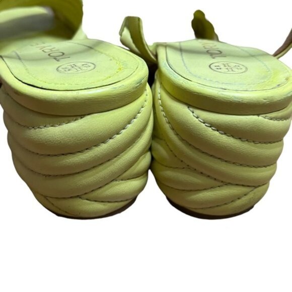 Tory Burch Kira Quilted 55mm Heel Sandal in Butter Yellow Color Women Size 7M - Picture 5 of 14